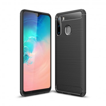 TPU gél tok "Brushed Carbon" Samsung Galaxy A21 készülékekhez - fekete