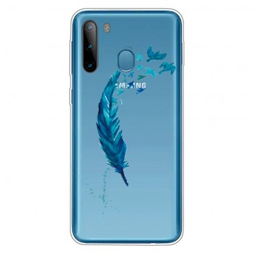 TPU gél tok "Blue Feather" Samsung Galaxy A21 készülékekhez