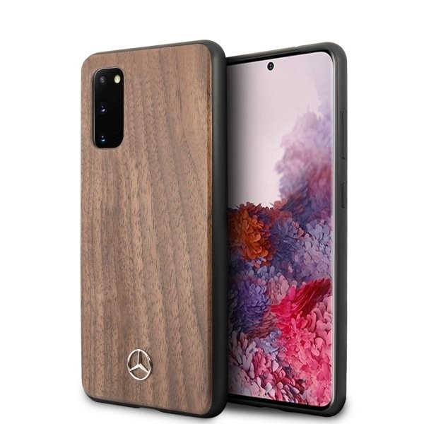 Eredeti tok Mercedes "Wood Line Walnut" Samsung Galaxy S20 készülékekhez