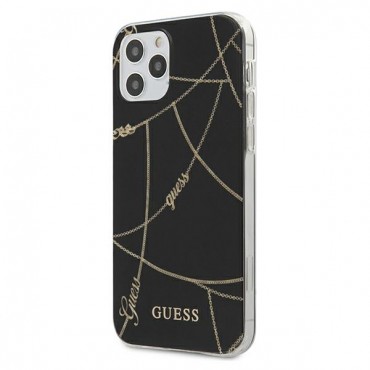 Eredeti kemény TPU tok Guess "Chain Collection" iPhone 12 Pro Max készülékekhez - fekete