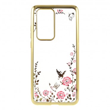 TPU gél tok "Rhinestone Butterfly" Huawei P40 Pro készülékekhez - arany