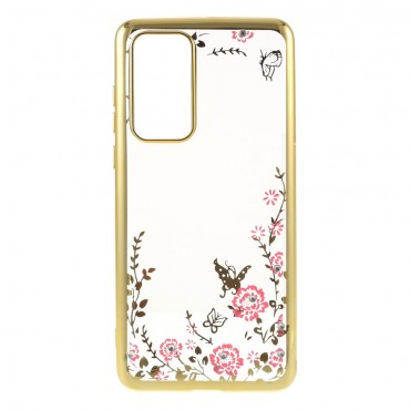 TPU gél tok "Rhinestone Butterfly" Huawei P40 készülékekhez - arany