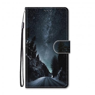 Divatos nyitható tok "Winter Road" iPhone 12 Mini készülékekhez