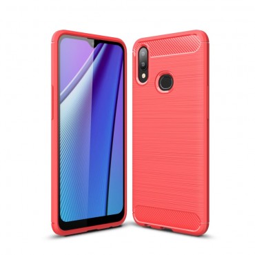 TPU gél tok "Brushed Carbon" Samsung Galaxy A10s készülékekhez - piros