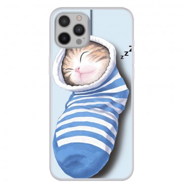 TPU gél tok "Sock Kitty" iPhone 12 Pro Max készülékekhez