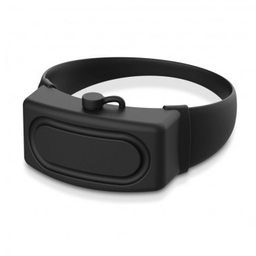 Szilikon karpánt tartállyal "Squeezy" praktikus fertőtlenítéshez - fekete