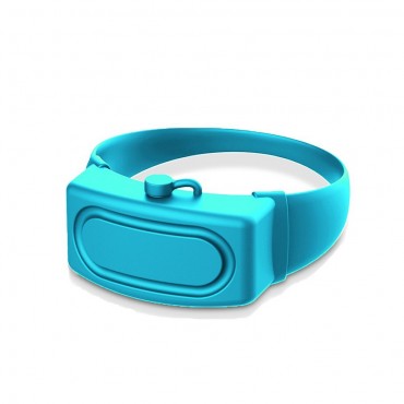 Szilikon karpánt tartállyal "Squeezy" praktikus fertőtlenítéshez - kék