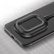 Vezeték nélküli QI töltőállomás "Carbon Groove" FOD védelemmel AirPods és mobilkészülékekhez - fekete