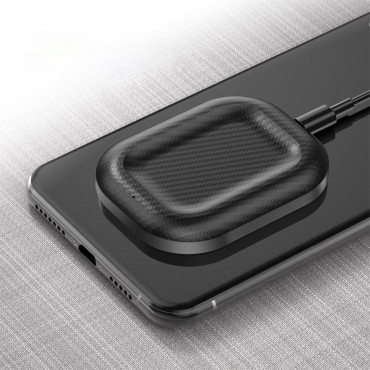 Vezeték nélküli QI töltőállomás "Carbon Groove" FOD védelemmel AirPods és mobilkészülékekhez - fekete