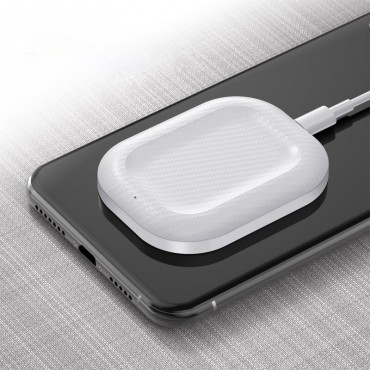 Vezeték nélküli QI töltőállomás "Carbon Groove" FOD védelemmel AirPods és mobilkészülékekhez - fehér