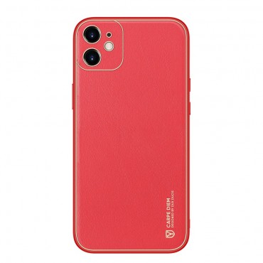 Kemény TPU tok műbőrből "Skin Prime" iPhone 12 Mini készülékekhez - piros