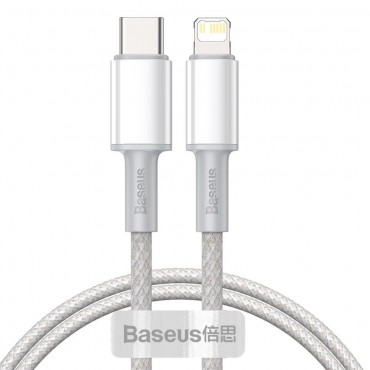 Fonott USB-C - Lightning kábel Baseus "Smart" PD 20W gyorstöltéssel - 1m - fehér