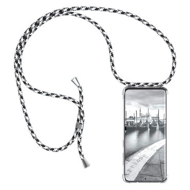 Átlátszó TPU tok "Cordy" praktikus zsinorral Samsung Galaxy S20 készülékekhez - fekete-fehér