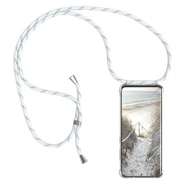 Átlátszó TPU tok "Cordy" praktikus zsinorral Samsung Galaxy S20 készülékekhez - fehér-ezüst