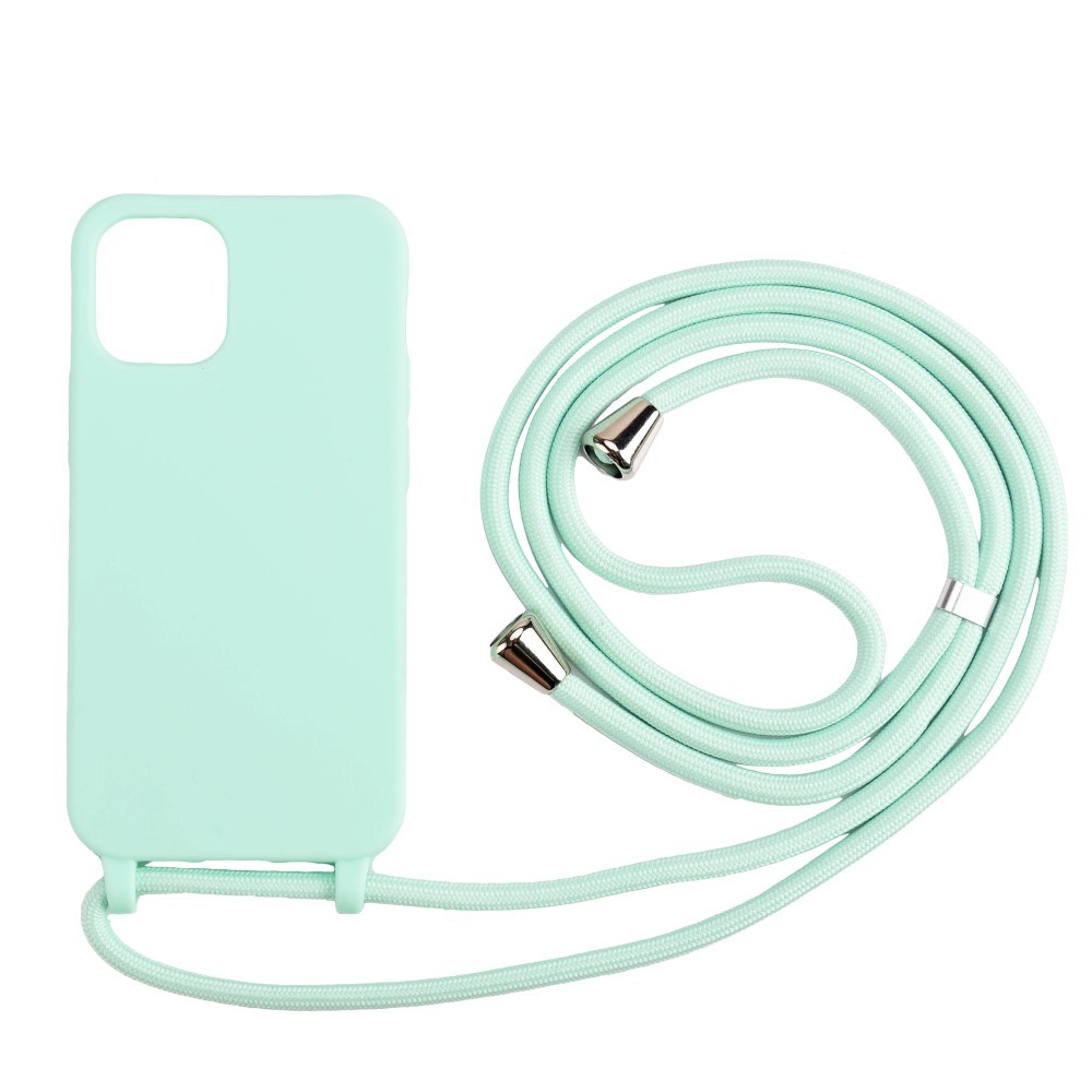 Pasztell TPU tok "Cordy" iPhone 11 készülékekhez praktikus zsinórral - zöld
