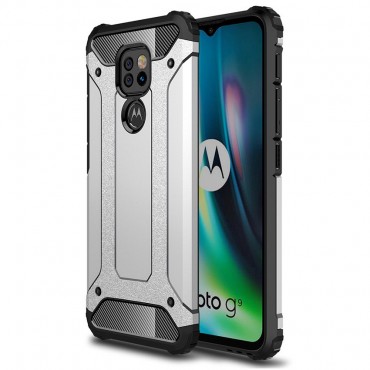 Strapabíró tok "Rock" Motorola Moto G9 Play készülékekhez - ezüst