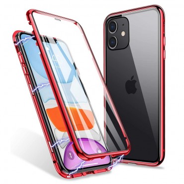 Mágneses Full-body tok "Stronghold" iPhone 12 Mini készülékekhez - piros Mágneses Full-body tok "Stronghold" iPhone 12 Mini készülékekhez - piros
