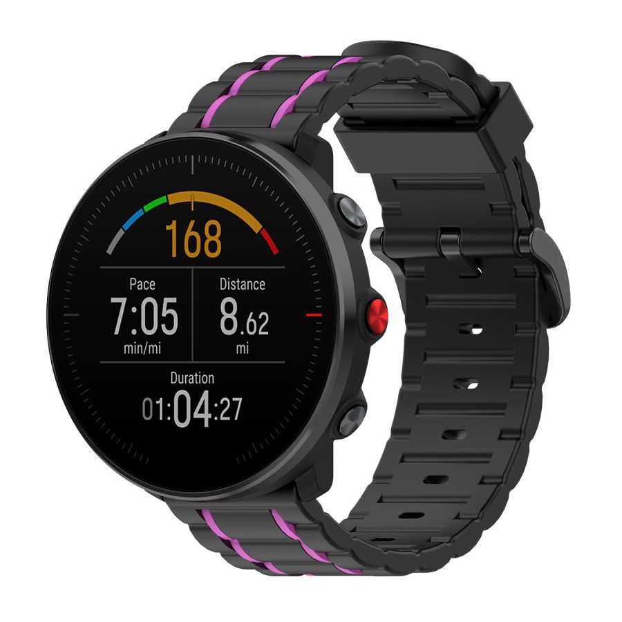 Szilikon óraszíj "BiColor" Mobvoi TicWatch Pro 3 / Pro 4 / LTE / GTX / Huawei Watch GT 2e órákhoz - fekete-rózsaszín