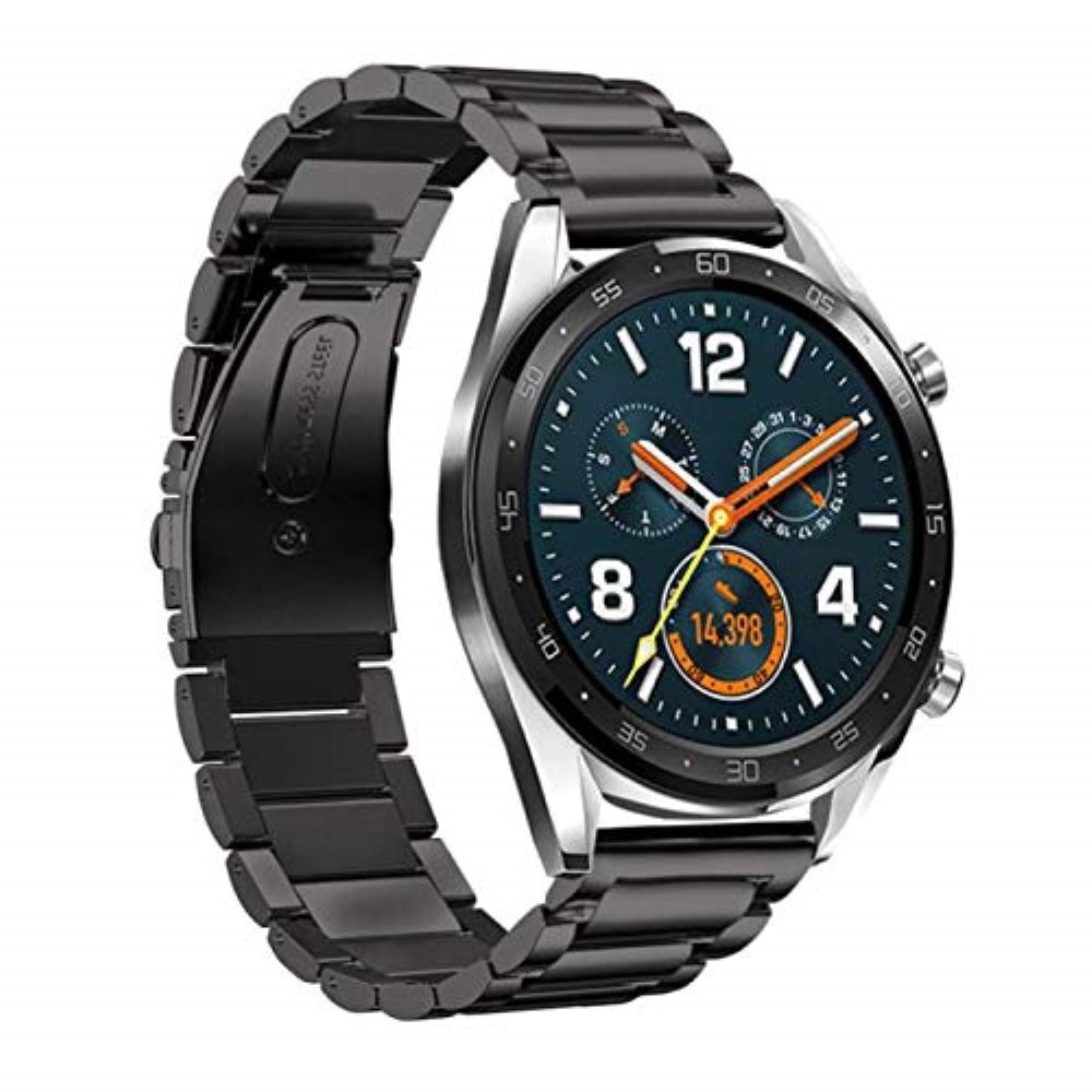 Óraszíj "Afterglow" rozsdamentes acélból Garmin Vivoactive 4 / Samsung Galaxy Watch 46mm / Watch 3 45mm / Huawei Watch GT / GT2 46mm / GT 2e órákhoz - fekete