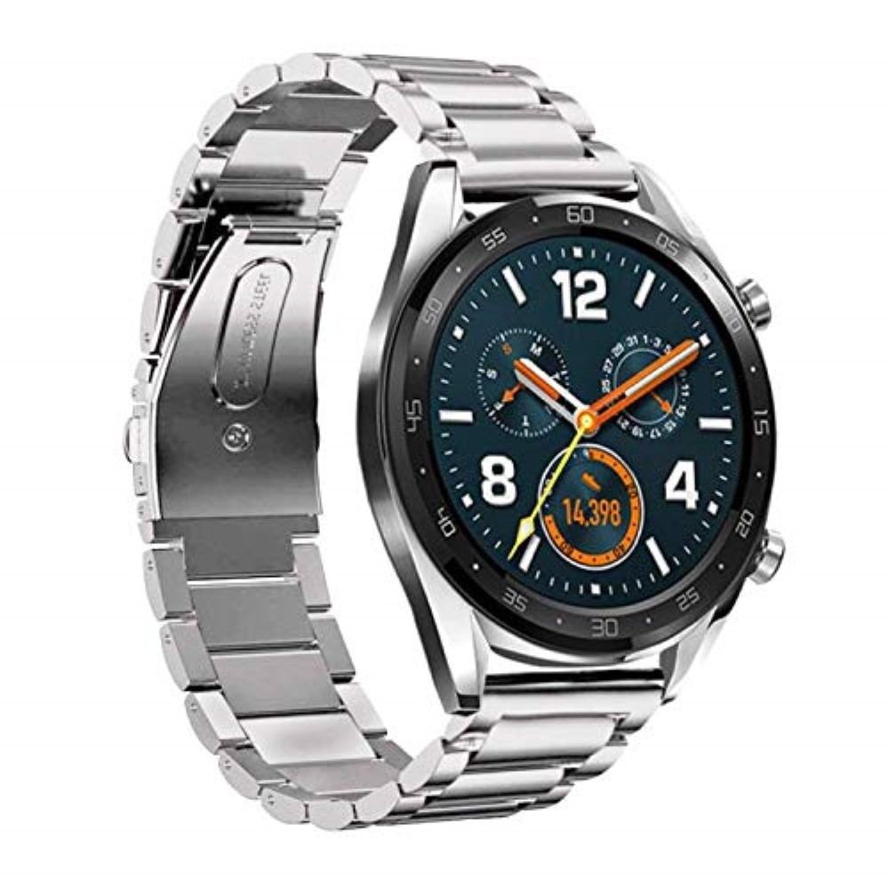 Óraszíj "Afterglow" rozsdamentes acélból Garmin Vivoactive 4 / Samsung Galaxy Watch 46mm / Watch 3 45mm / Huawei Watch GT / GT2 46mm / GT 2e órákhoz - ezüst