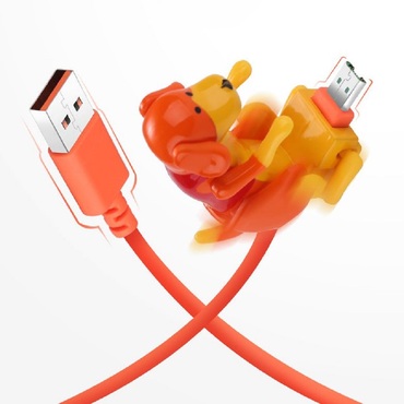 USB-C töltőkábel és adatkábel DoggyPower mozgó játékkal "DoggyPower" - narancssárga