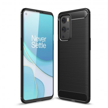 TPU gél tok "Brushed Carbon" OnePlus 9 Pro készülékekhez - fekete