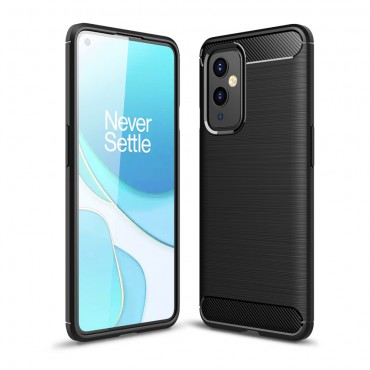 TPU gél tok "Brushed Carbon" OnePlus 9 készülékekhez - fekete