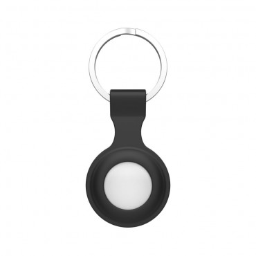 Tok és szilikon kulcstartó "Icon" Apple AirTag készülékekhez - fekete