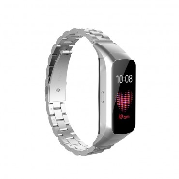 Óraszíj Samsung Galaxy Fit órákhoz "Glamour" rozsdamentes acélból - ezüst