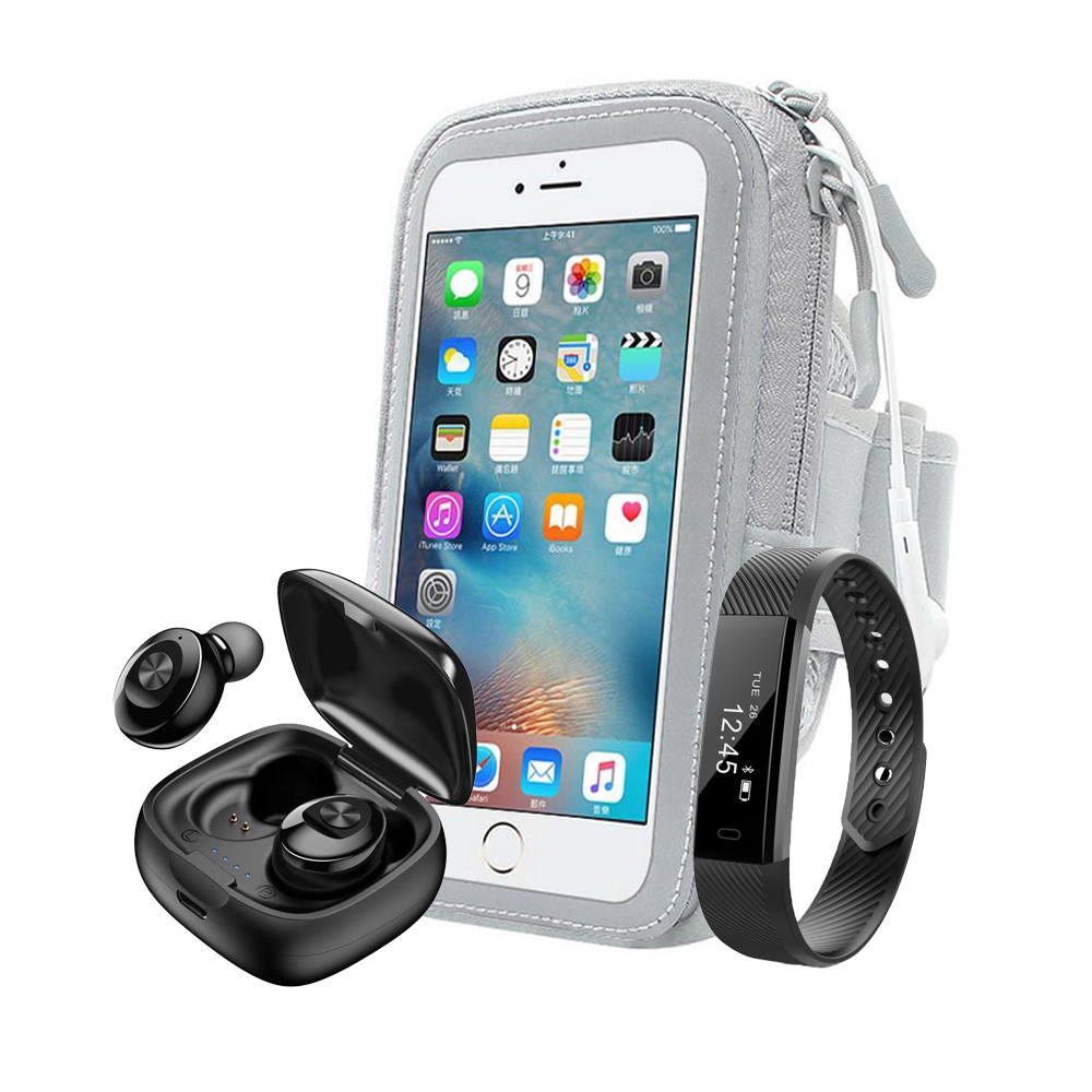 "Fit & Fun" csomag vezeték nélküli bluetooth fülhallgatóval, okos karkötővel és sportos övvel