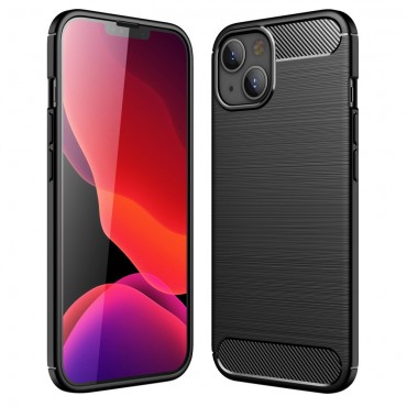 TPU gél tok "Brushed Carbon" iPhone 13 készülékekhez - fekete