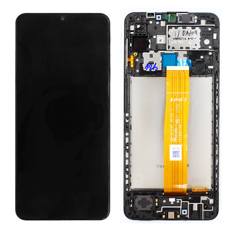 LCD kijelző Samsung Galaxy A12 készülékekhez - fekete - AAA minőség
