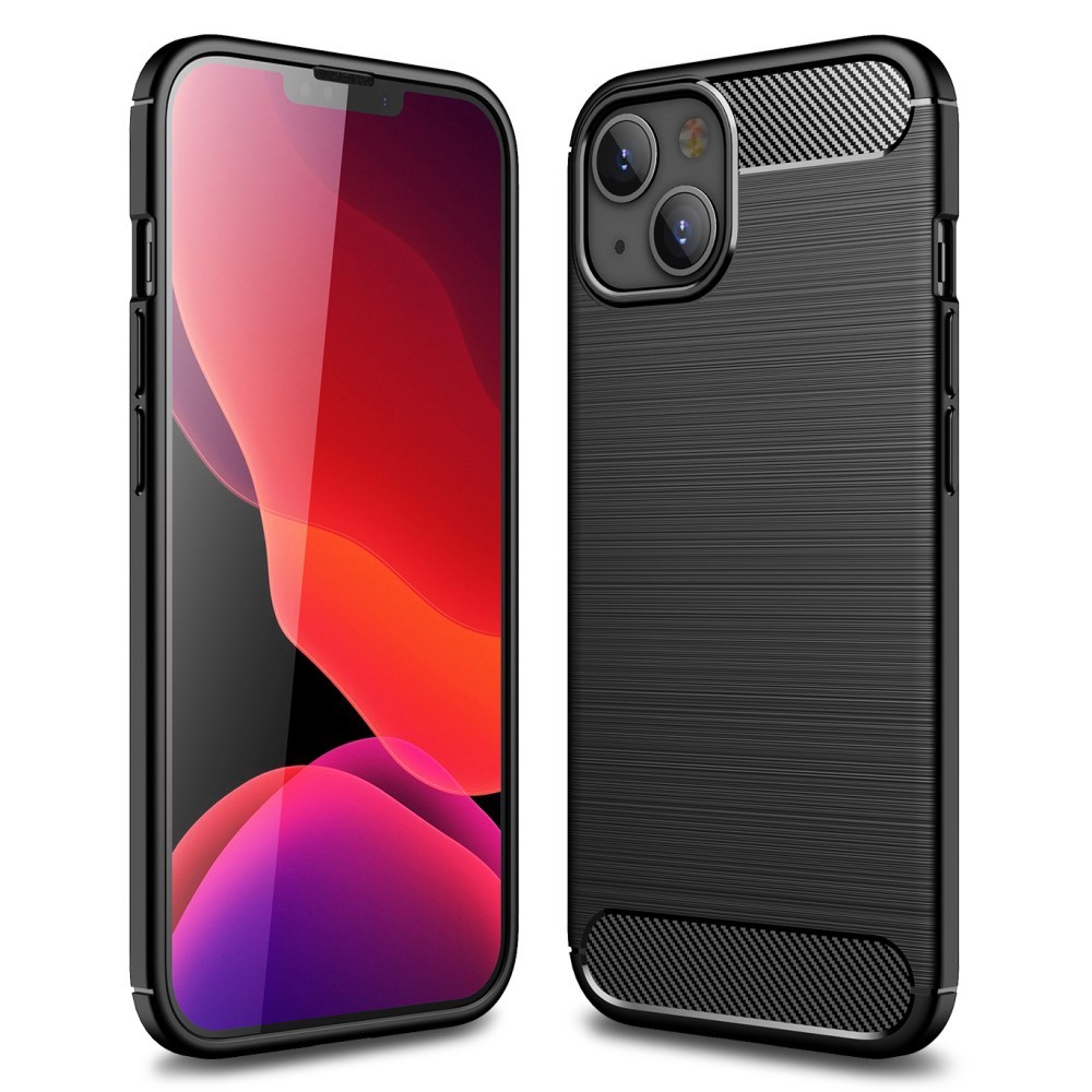 TPU gél tok "Brushed Carbon" iPhone 13 Mini készülékekhez - fekete