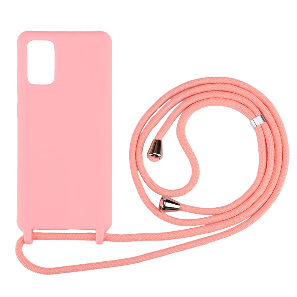 Pasztell TPU tok "Cordy" Samsung Galaxy A72 / Galaxy A72 5G készülékekhez praktikus zsinórral - rózsaszín