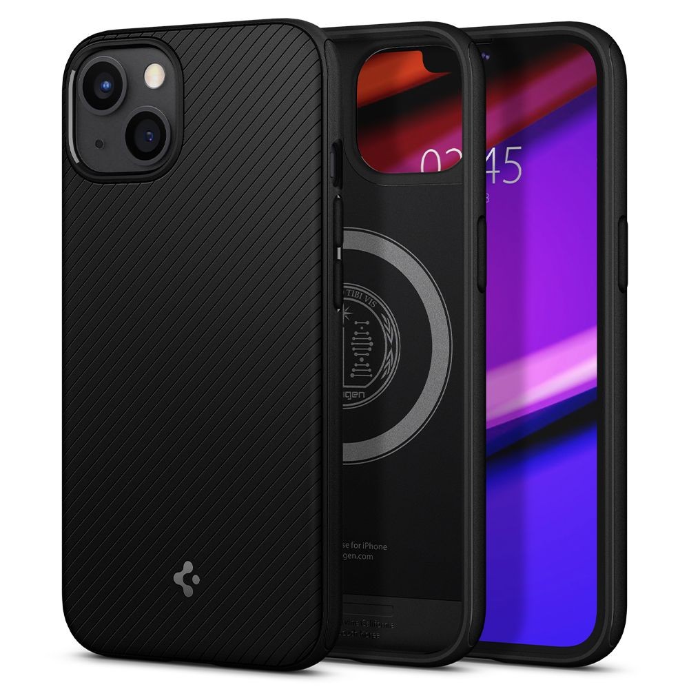 Tok Spigen "Mag Armor" mágnessel vezeték nélküli töltéshez iPhone 13 készülékekhez - matte black