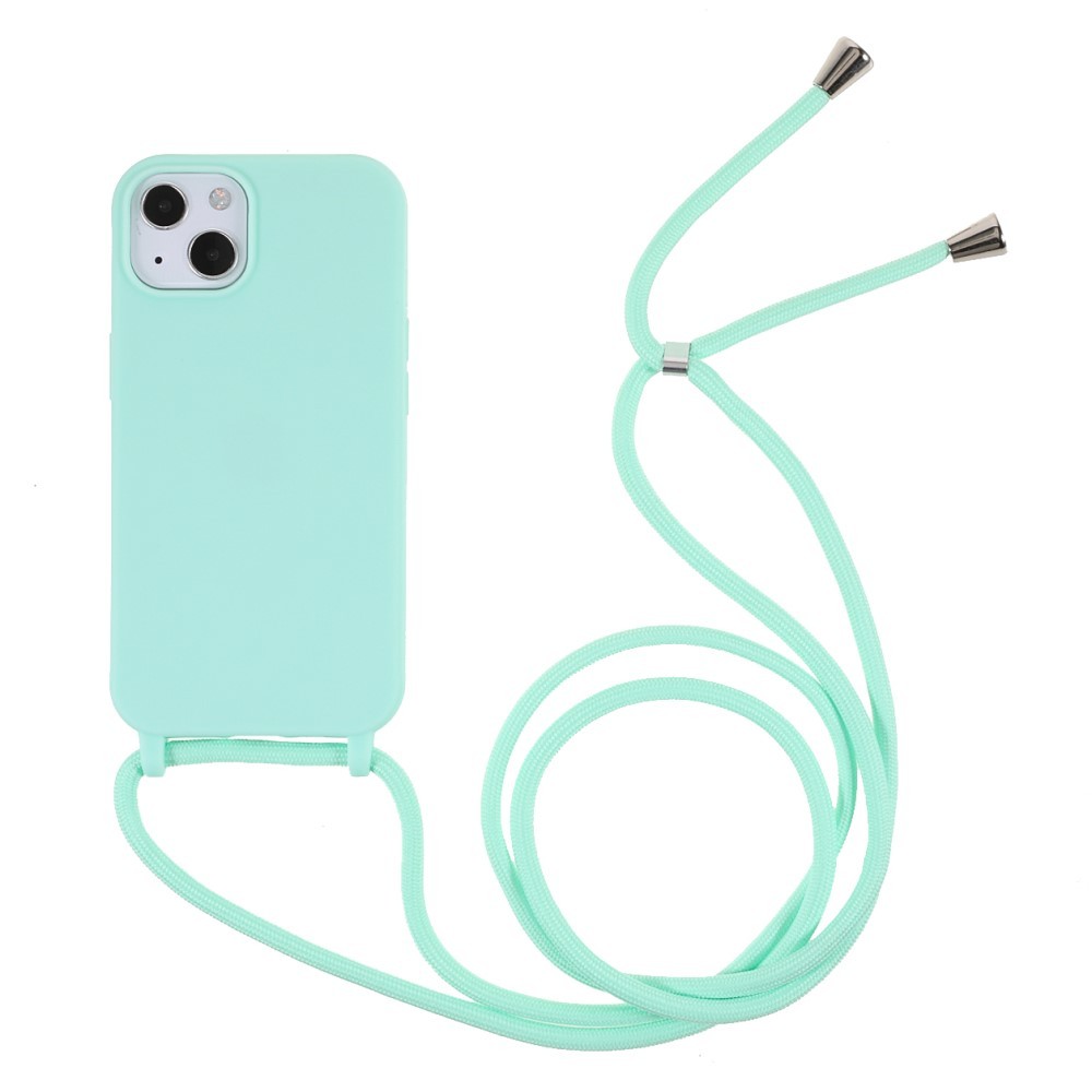Pasztell TPU tok "Cordy" iPhone 13 Mini készülékekhez praktikus zsinórral - zöld