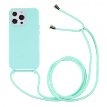 Pasztell TPU tok "Cordy" iPhone 13 Pro készülékekhez praktikus zsinórral - zöld