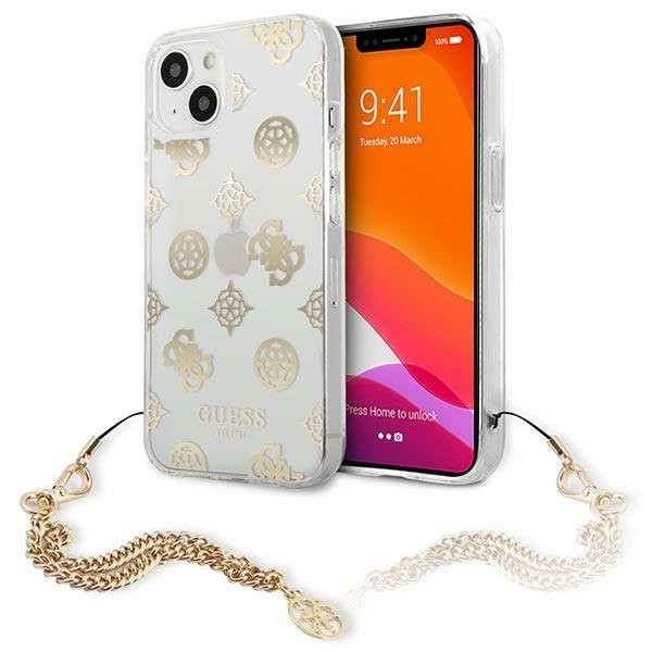 Eredeti tok Guess "Peony Chain" iPhone 13 készülékekhez - arany