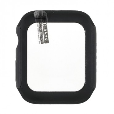 TPU gél tok üvegfóliával Apple Watch Series 7 41mm órákhoz - fekete