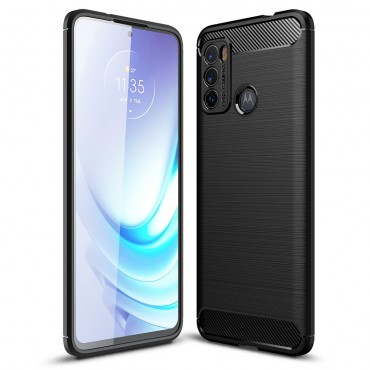 TPU gél tok "Brushed Carbon" Motorola Moto G60 készülékekhez - fekete
