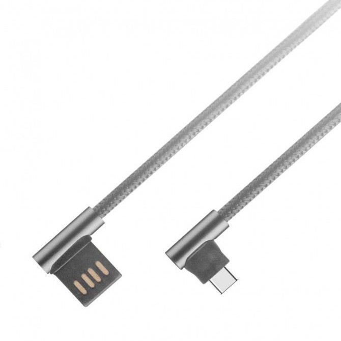 Adatkábel és töltőkábel Astrum "SideView" - USB - USB-C kábel 90° csatlakozóval - 1.2m - fekete