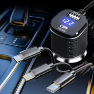 Autós töltő VoltLinq - Univerzális gyors autós töltő kocsiba vagy furgonba - gunmetal black