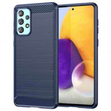 TPU gél tok "Brushed Carbon" Samsung Galaxy A73 5G készülékekhez - kék