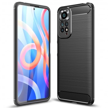 TPU gél tok "Brushed Carbon" Xiaomi Redmi Note 11 / Note 11S készülékekhez - fekete