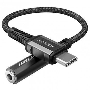 USB-C - 3.5 mm audio (female) adapter Acefast "Braided" 18cm beépített DAC-al - fekete