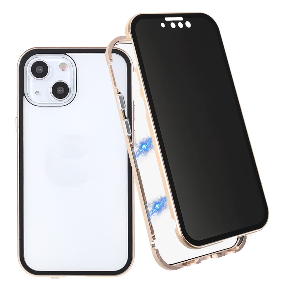 Mágneses Full-body tok "Stronghold Dark" sötétített privacy üveggel iPhone 13 Mini készülékekhez - arany