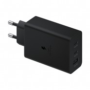 Eredeti fali töltő adapter Samsung "Trio" EP-T6530NBEGEU három kimenettel USB-C és USB 65W - fekete