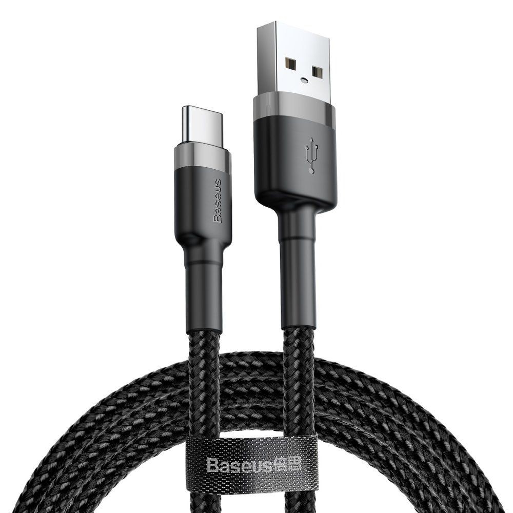 USB-C fonott kábel Baseus "Cafule" - 3m - fekete-szürke
