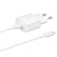 Eredeti fali töltő adapter Samsung T1510XWEGEU 15W USB-C kimenettel és töltőkábel és adatkábel Samsung EP-DA705BWEGWW USB-C - USB-C - fehér