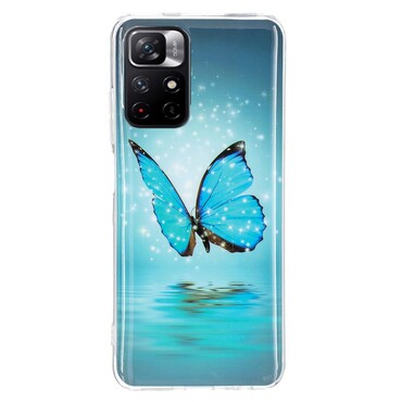 Sötétben világító tok "Blue Butterfly" Xiaomi Redmi Note 11 Pro Plus 5G / 11i készülékekhez